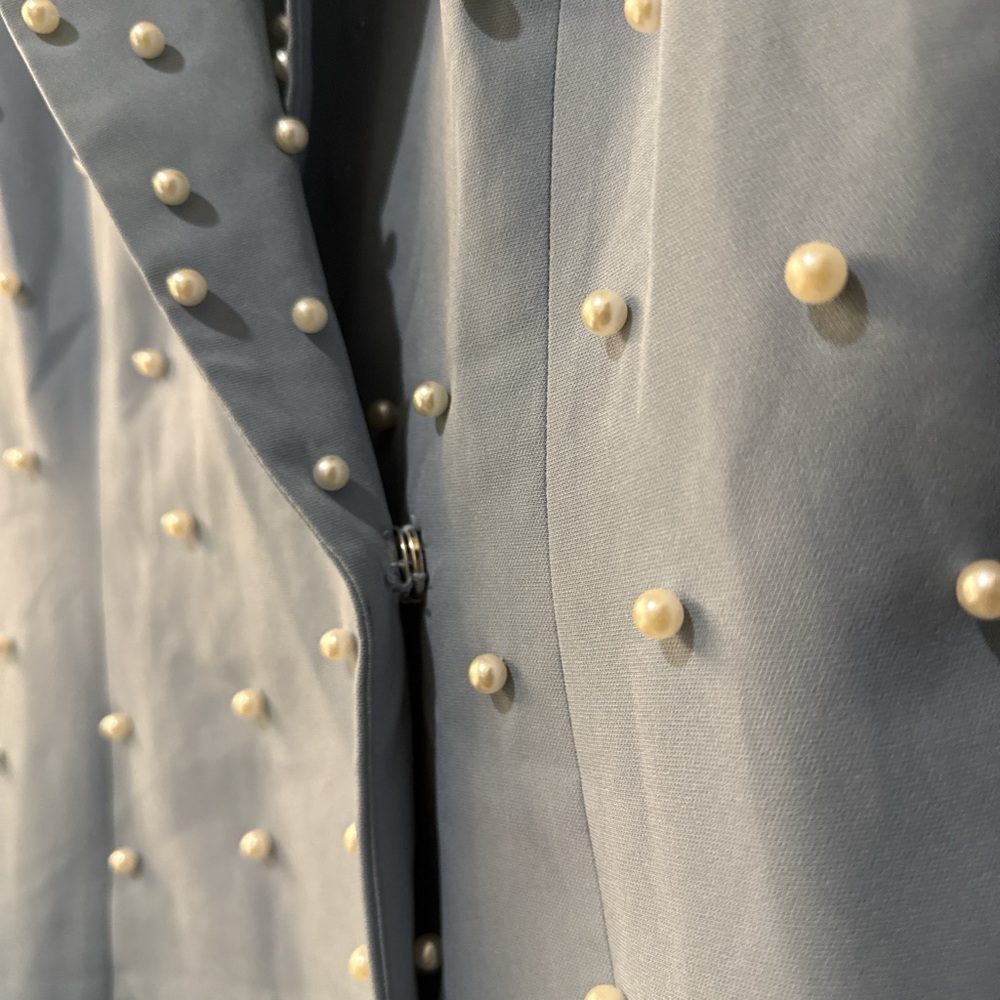 Boohoo Light Blue Pearl-Studded Blazer Jacket - Picture 4 of 4